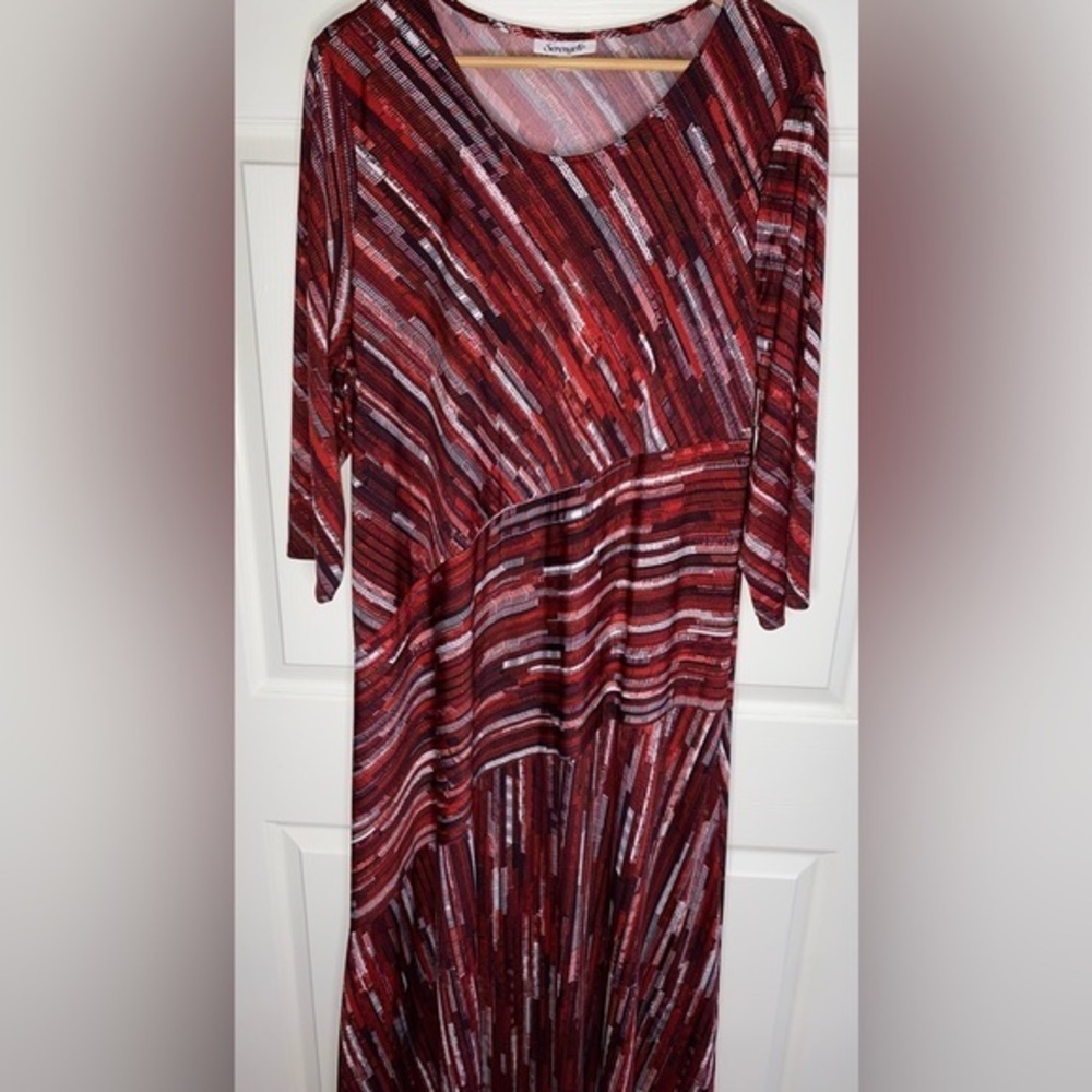 Serengeti Women's Long Sleeve Red and Black Striped Dress